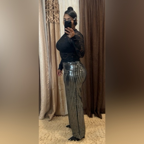 Black and Silver Sequin Pants - Picture 5 of 5
